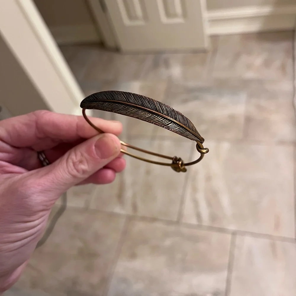 Alex & Ani Gold Feather Bangle Bracelet - Picture 3 of 4